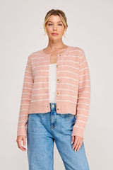 Abigail Stripe Sweater Cardigan Peach