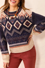 Nordic Diamonds Mock Neck Sweater Sapphire