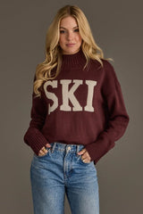 Ski Mock Neck Sweater Brown