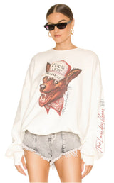 Beer Wolf Coors Light French Terry Crew Neck Sweatshirt White