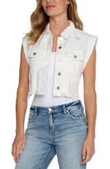 Cropped Sleeveless Jacket Bright White
