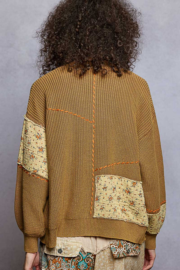 Patch and Stich Sweater Mocha Mousse