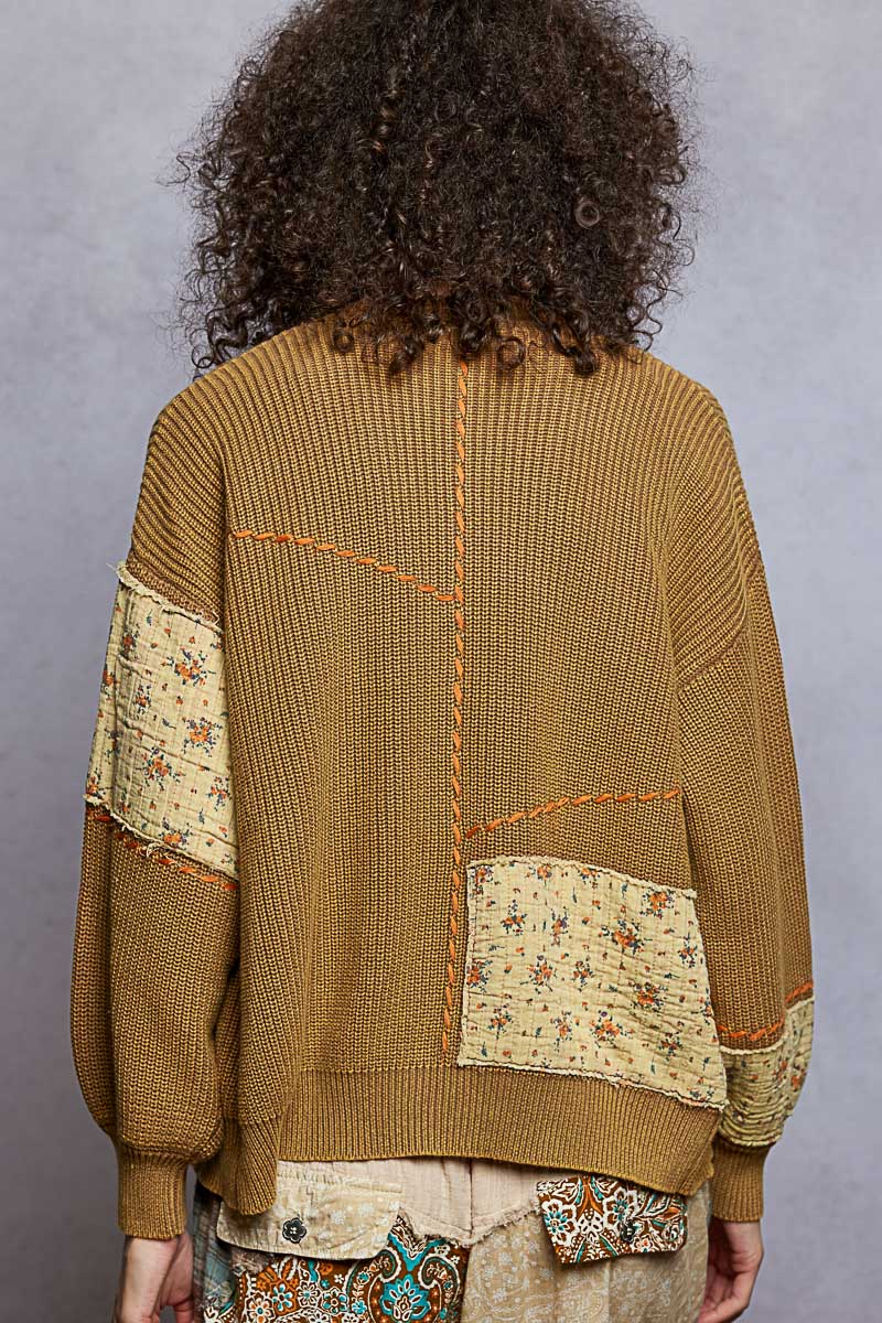 Patch and Stich Sweater Mocha Mousse