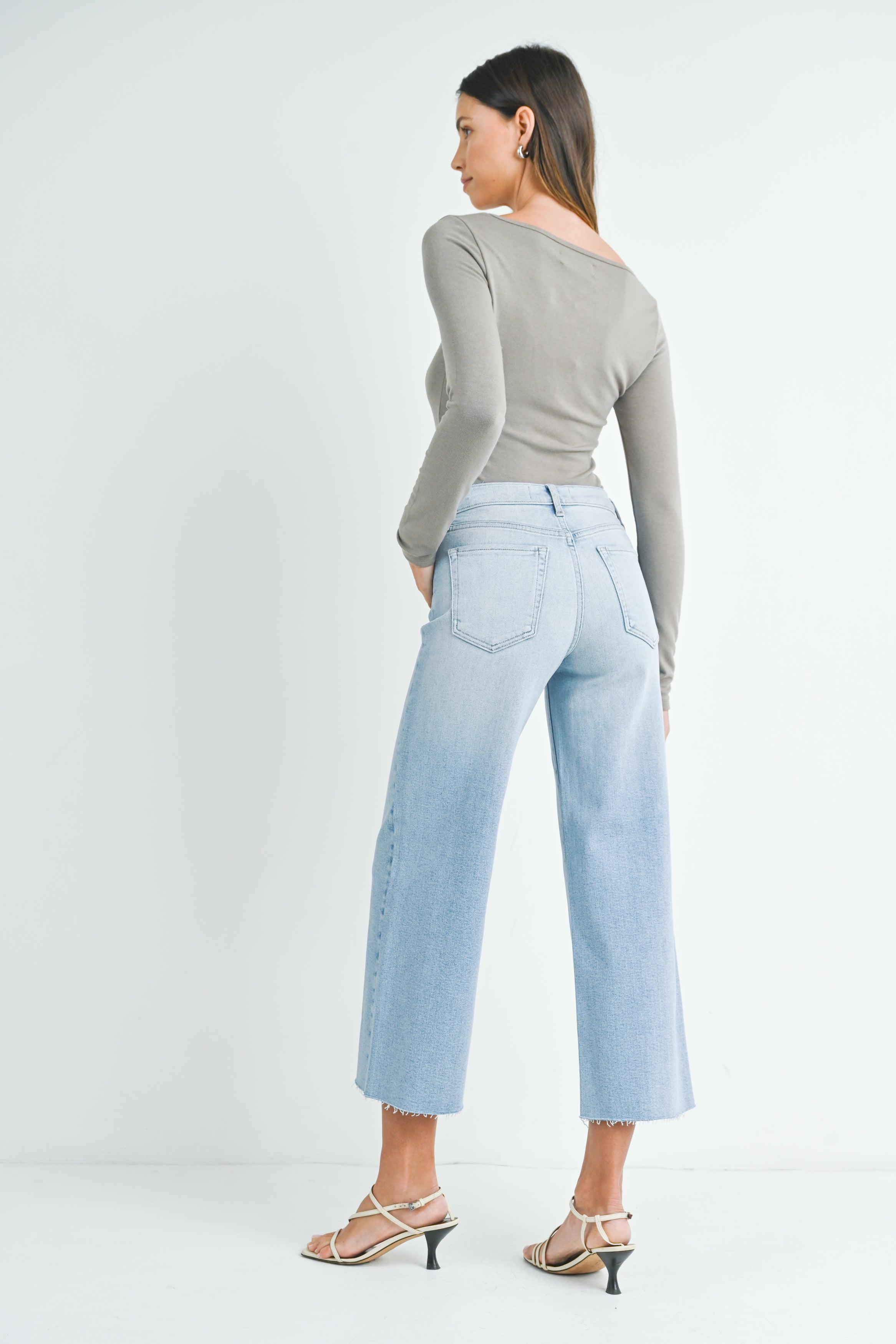 Scissor Cut Wide Leg Jeans Light Denim