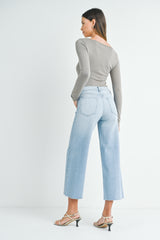 Scissor Cut Wide Leg Jeans Light Denim