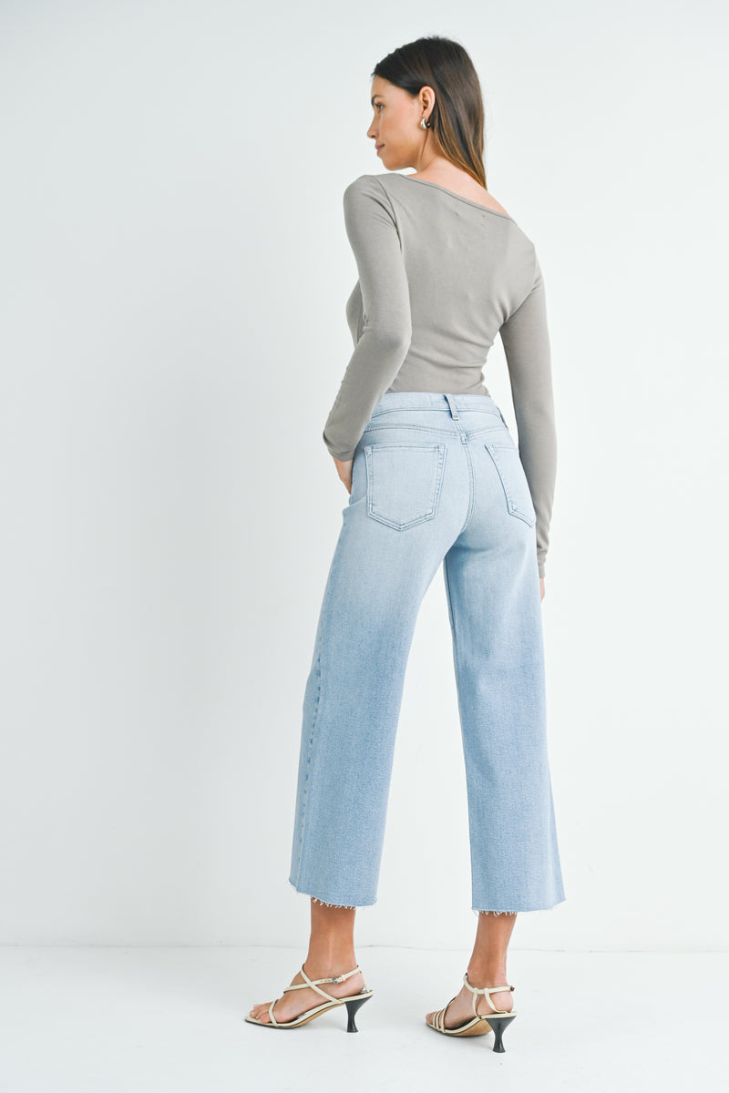 Scissor Cut Wide Leg Jeans Light Denim