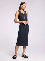 Wilfred Buttoned Sleeveless Midi Dress Black Shadow