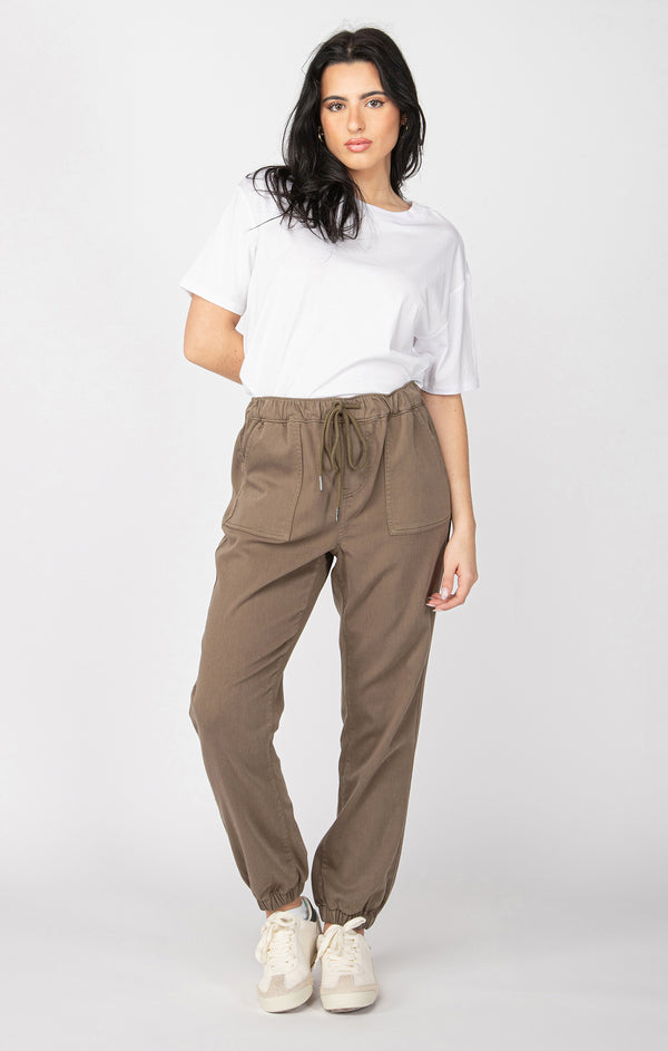 Knit Denim Joggers Army Green