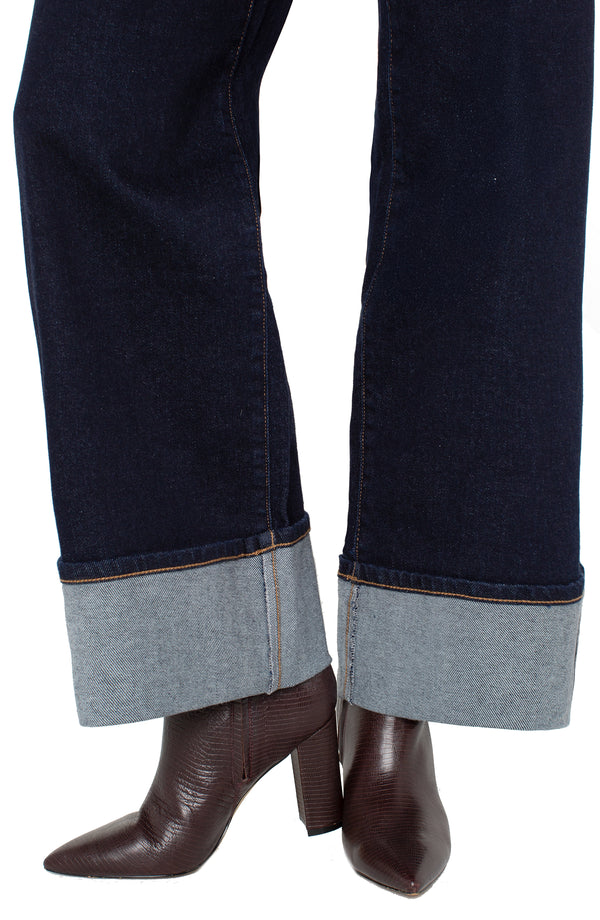 Morgan Cuffed Wide Leg Jeans Indigo Rinse