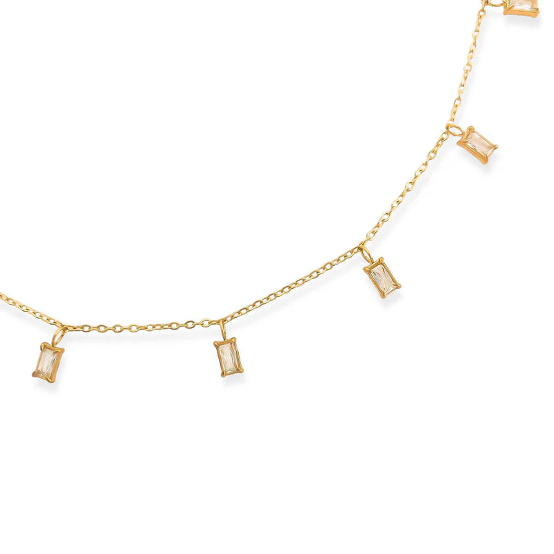 Water Resistant Baguette Stones Necklace