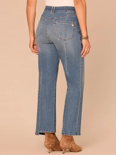 Ab Solution Skyrise Barely Boot Clean Step Hem Jeans Mid Blue Artisanal