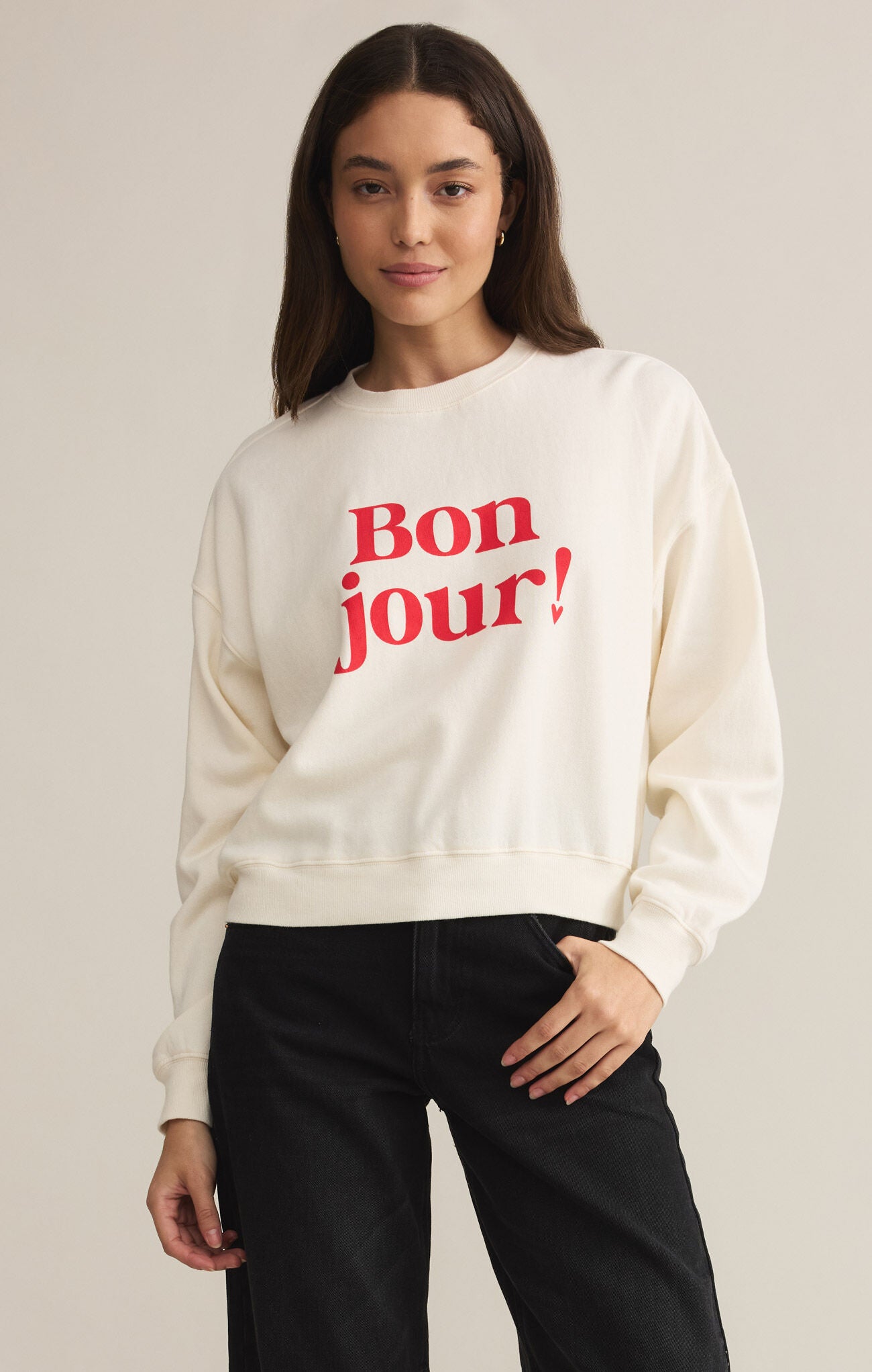 First Date Sweatshirt Sea Salt | Bon Jour