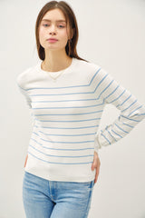 Striped Lightweight Sweater Top Sky