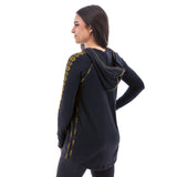 Lexi Embroidered Detail Hoodie Top Peacoat
