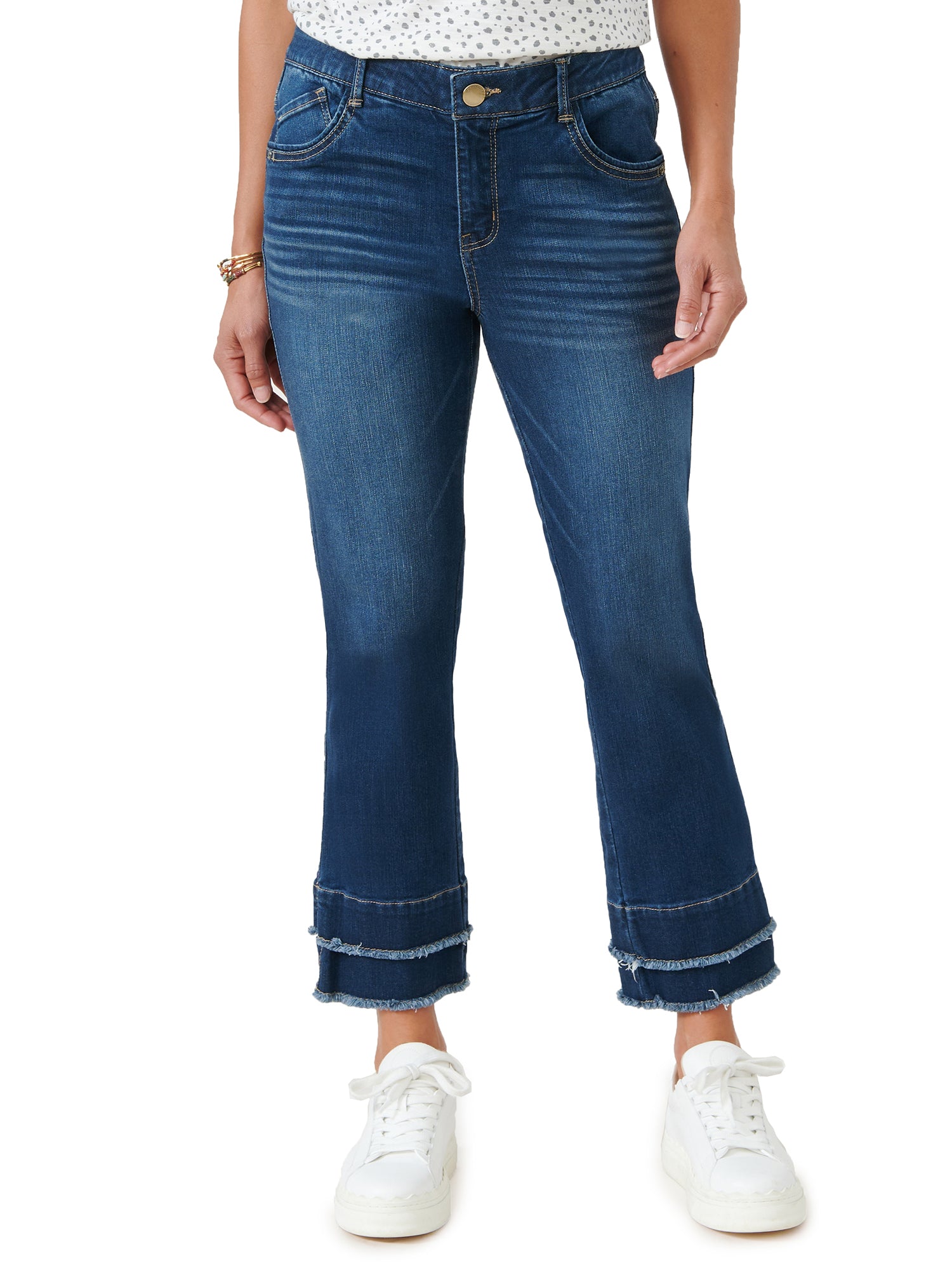 Ab Solution Double Layer Fray Hem Kick Flare Blue