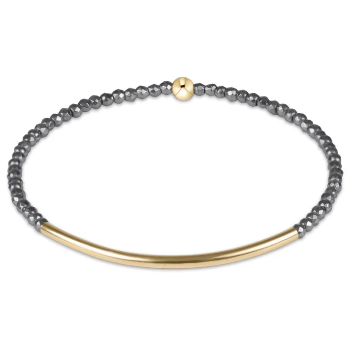 Bliss Bar Gold 2mm Bracelet Silver Faceted Hematite