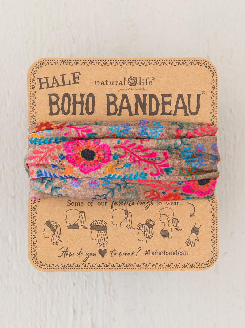 Half Boho Bandeau Wine Floral Border