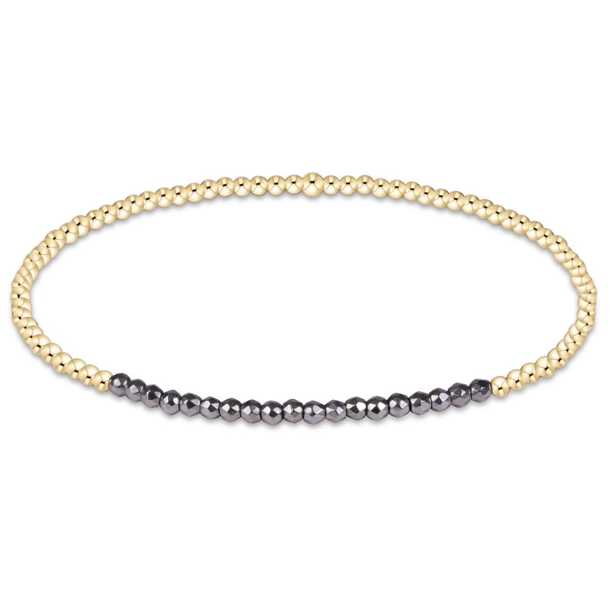 Gold Bliss 2mm Bracelet Silver Faceted Hematite