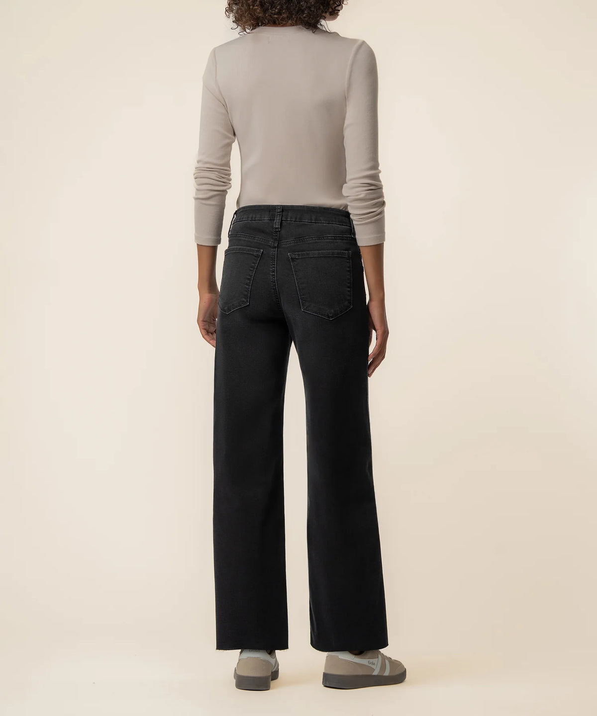 Meg High Rise Wide Leg Inset Pocket Raw Hem Jeans