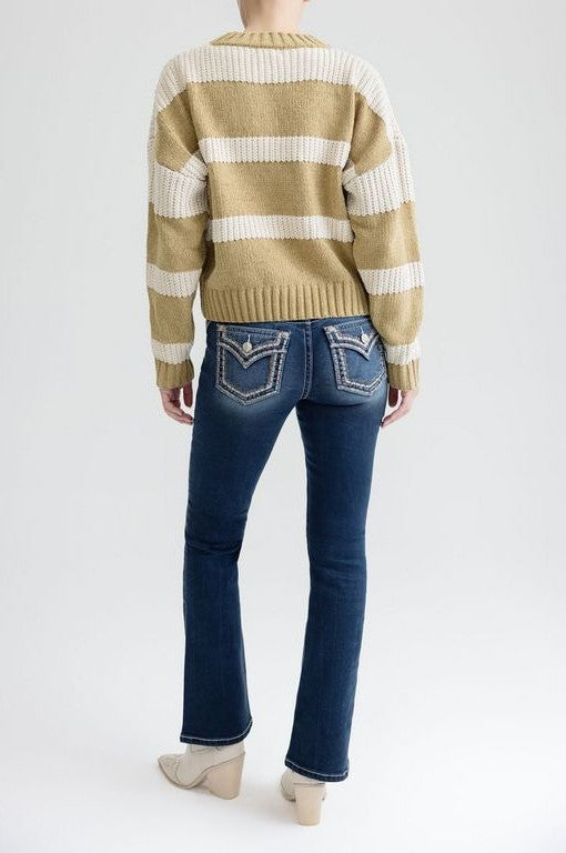 Plush Striped Pullover Sweater