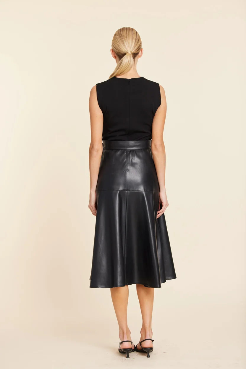 Belted Sleeveless Leather Maxi Dress