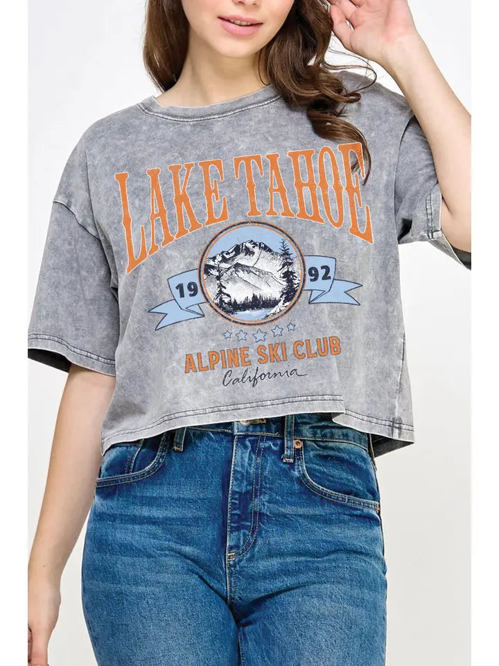 Lake Tahoe Alpine Ski Club Mineral Crop Tee Grey