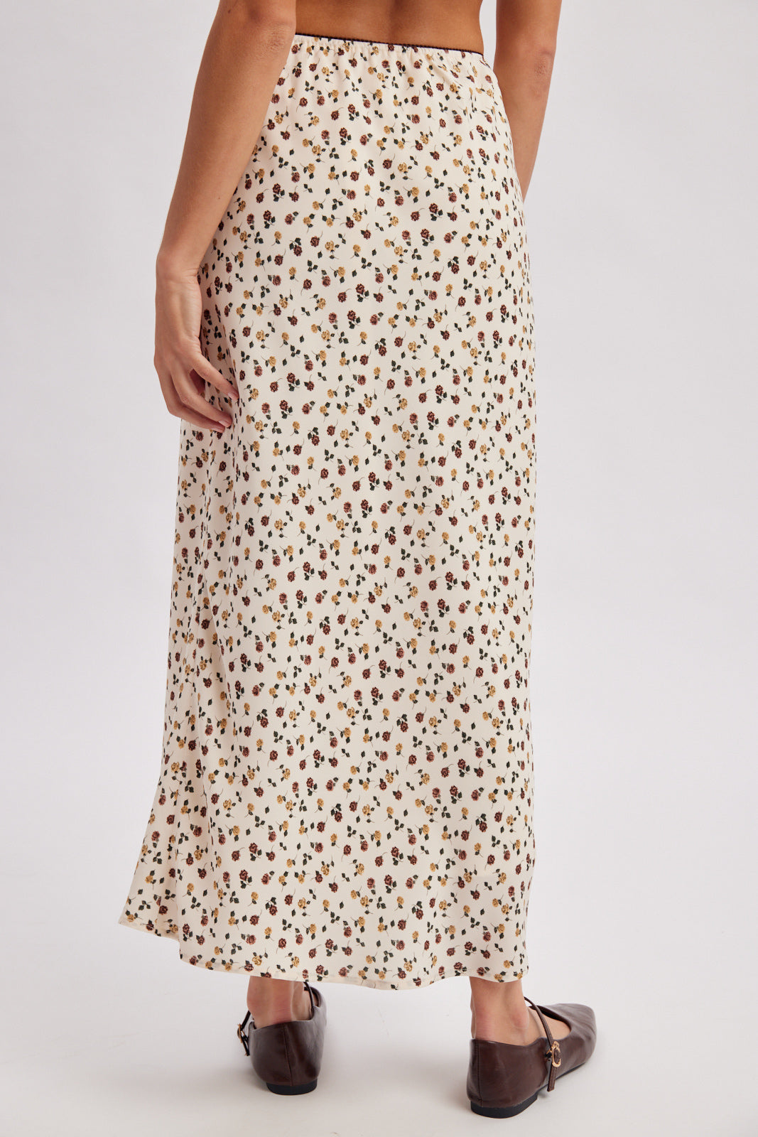 Ditsy Floral Midi Skirt Cream + Chocolate