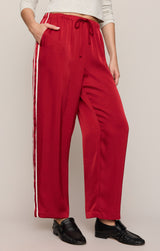 In Stride Satin Track Pants Red Dahlia