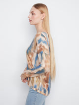 Water Dyed Stripe Vneck Long Sleeve Top Paint