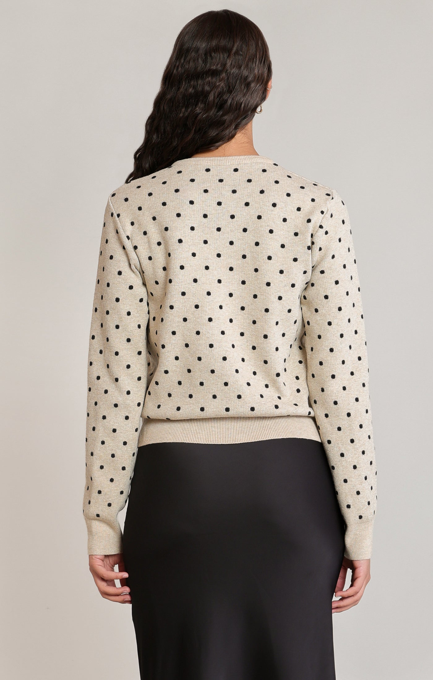Polka Dot Button Up Cardigan Oatmeal