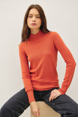 Mock Neck Basic Sweater Persimmon