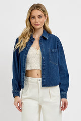 OVERSIZED CROPPED DENIM SHIRT Dark