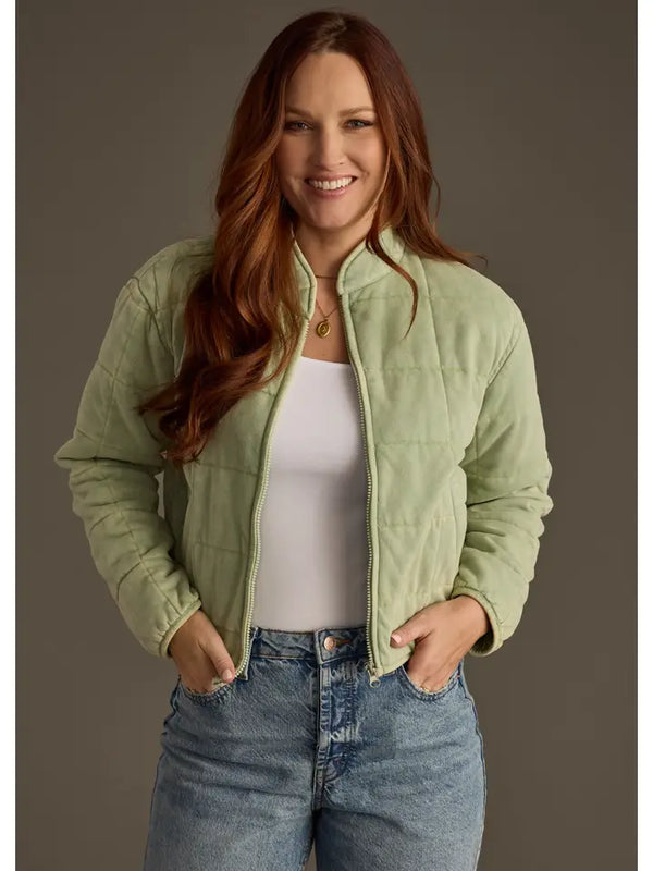 Washed Quilted Jacket Sage