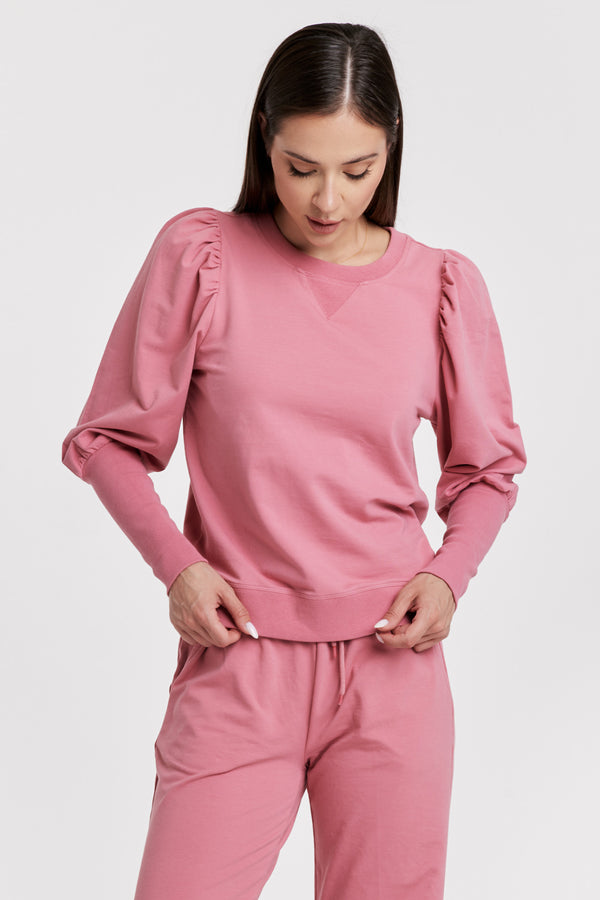 Tara Ribbed Cuff Puff Long Sleeve Top
