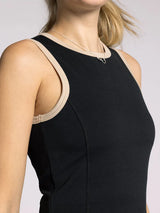 Carter Contrast Piping Cropped Tank Black Oak Rib