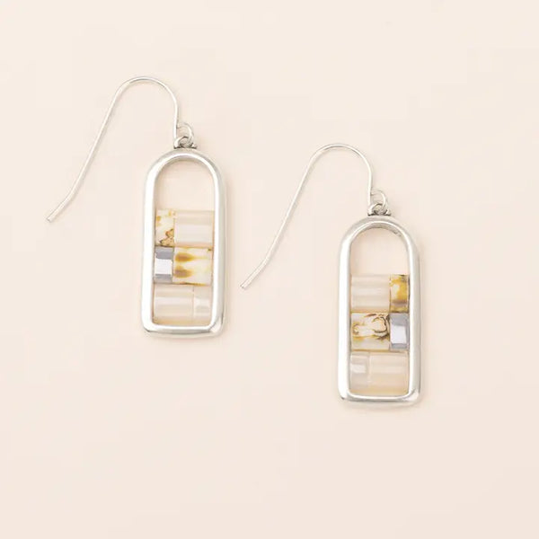 Good Karma Miyuki Frame Earrings Ivory | Silver