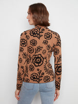 Contrast Floral Reversible Mock Neck Sweater Ember