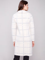Plaid Patch Pocket Knit Coatigan Ivory