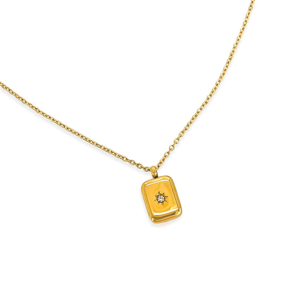 Rectangle Starburst Medallion Necklace - Gold