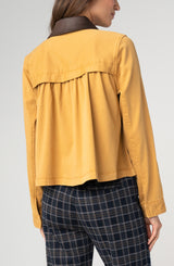 Leather Collared Swing Jacket Gold Rush