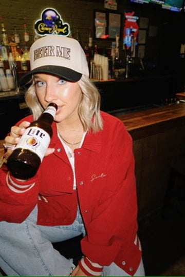 Beer Me Trucker Hat Black + Natural