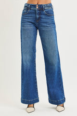 Tummy Control High Rise Wide Leg Bow Waistband Dark