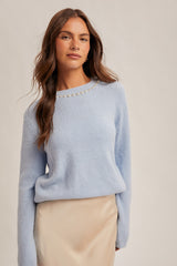 Jewel Neck Sweater Blue