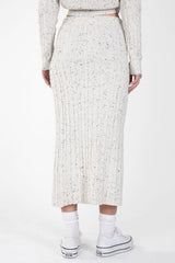 Confetti Knit Side Slit Skirt Oatmeal
