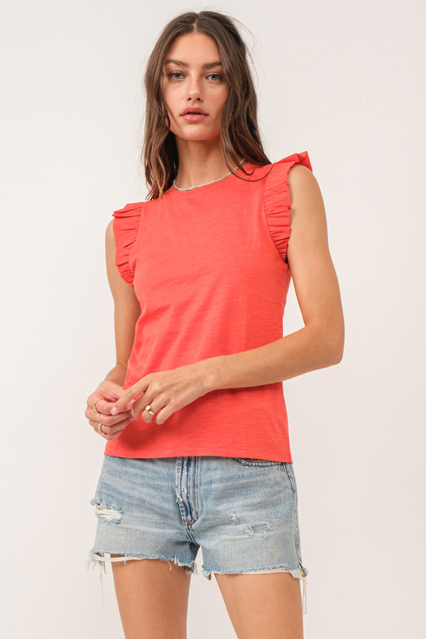 North Ruffle Trimmed Tank Pimento