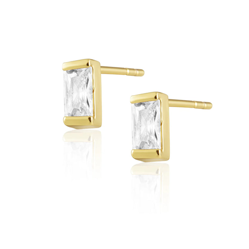 Sheila Baguette Stud Earrings - Gold