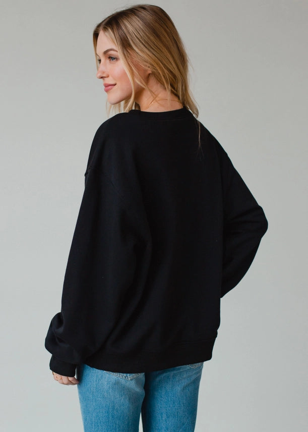 Day Drinking Boucle Sweatshirt Black