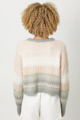 Color Gradient Rib Stitch Pullover Sweater Blush + Grey