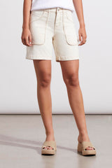 Audrey Patch Pocket Girlfriend Shorts Ecru