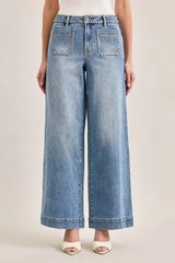 Nori High Rise Matte Silver Studded Jeans Super Light